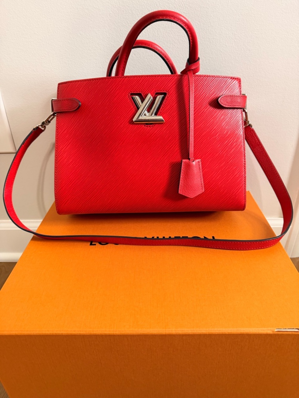 Louis Vuitton Red Epi Twist Tote with Gold Hardware